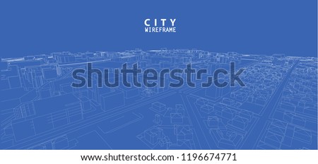 Similar – Image, Stock Photo Abstract architecture sketch. Reflective glass facade of office building from frog perspective.