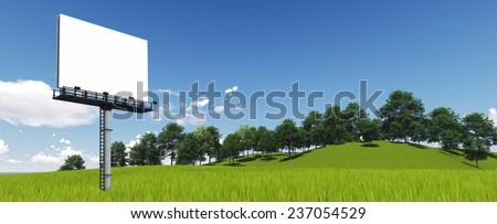 Blank big billboard over tree landscape background, put your text here