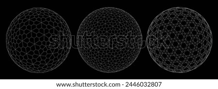 Set of Wireframe spheres. Vector illustration