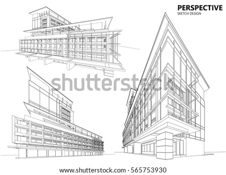 Similar – Image, Stock Photo Abstract architecture sketch. Reflective glass facade of office building from frog perspective.