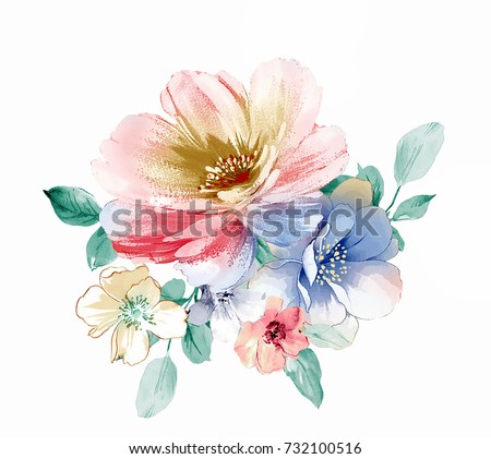 Flowers bring pure and fresh sense, the leaves and flowers art design