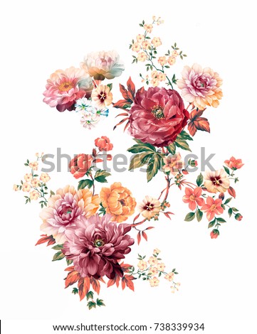 Graceful flowers, the leaves and flowers art design