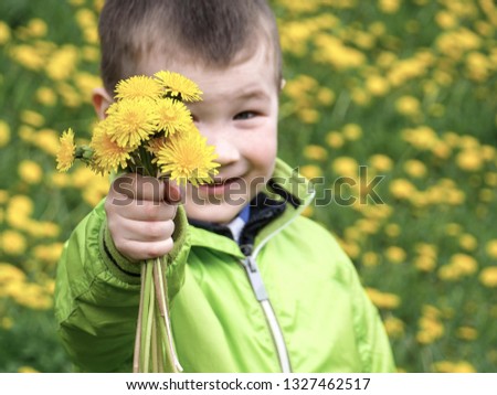 Similar – Image, Stock Photo Child holding dandelion