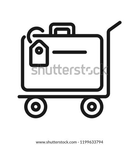 Luggage Trolley With Suitcase Icon. Simple flat design. Isolate on white background.