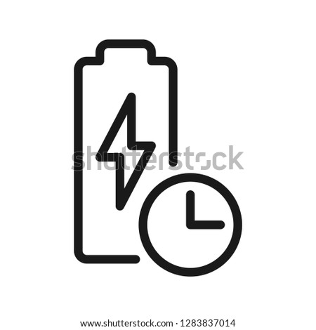 Long Battery Life Icon. Stroke outline style. Line vector. Isolate on white background.