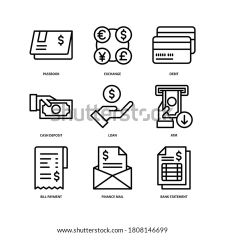 Banking services icon set. Line vector. Isolate on white background.