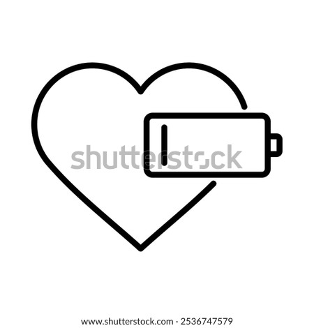 Low heart energy icon. Outline style. Vector. Isolate on white background.