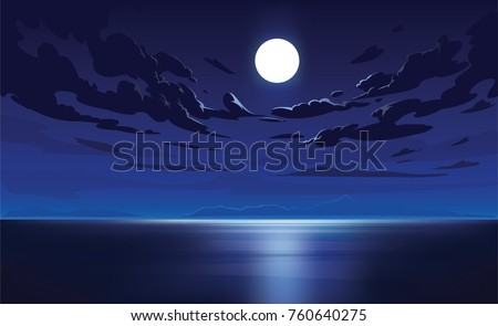 Vector night sky clouds. Moonlight. Background design