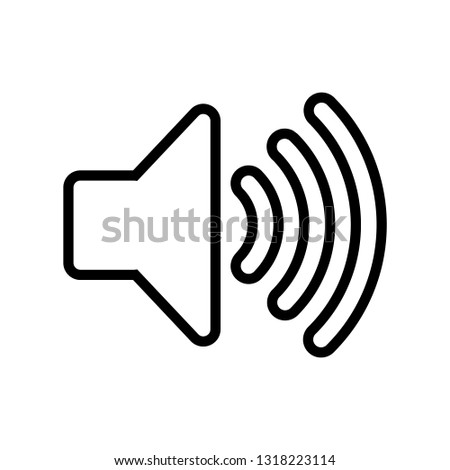 Simple speaker volume icons line with sound waves, logo isolated on white background