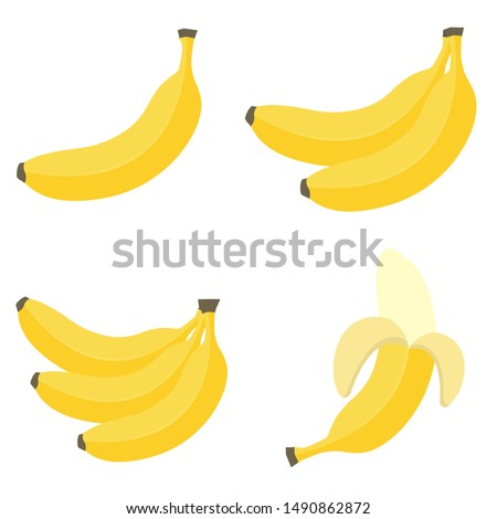 Bananas in flat style. Banana icons. Vector illustration isolated on white background