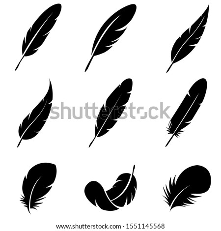 Feather Set icon, logo isolated on white background