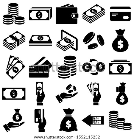 Money and payment icons, logo isolated on white background