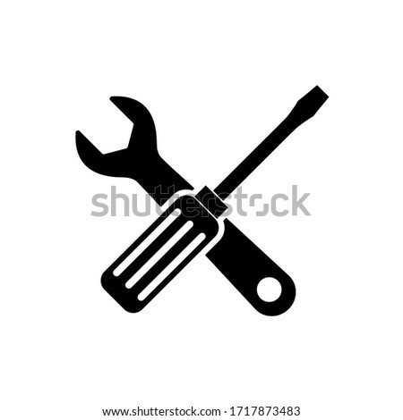 Wrench and screwdriver, repair icon, logo isolated on white background