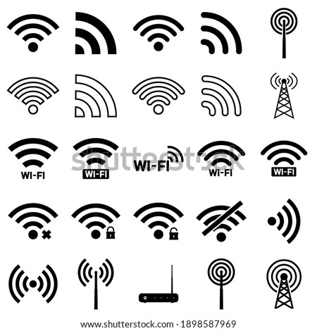 Wi-fi  set icon, logo isolated on white background