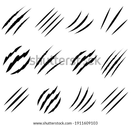 Claws scratches set icon, logo isolated on white background