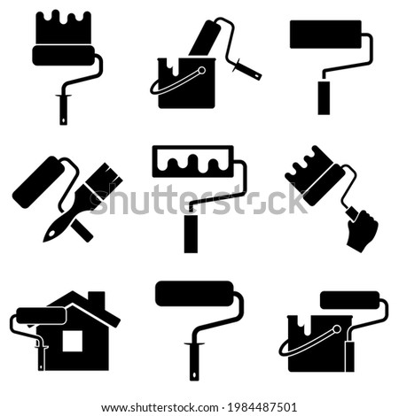 Roller painting icon, painting logo isolated on white background