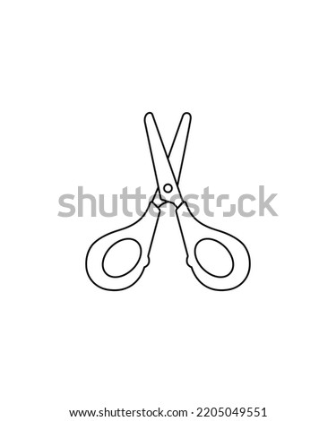 open scissor outline vector illustration isolated on white background.  Illustration of scissor. Perfect for coloring book, textiles, icon, web, painting, children's books, t-shirt printing, post