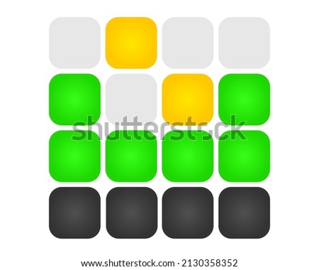 Popular word game coloured blocks (yellow, green, black squares like wordle)