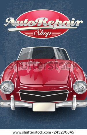 Auto repair shop retro poster.