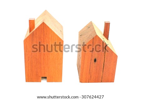 toy house made of plywood isolated on white
