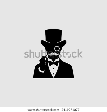 gentleman male monocle mustache tuxedo silhouette