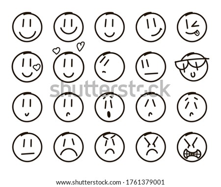 Vector outline emoji icons set. Web logo collection. For digital design, banners, postcards, prints, decor. Isolated and hand drawn cartoon illustration. Modern premium quality symbols and sign.