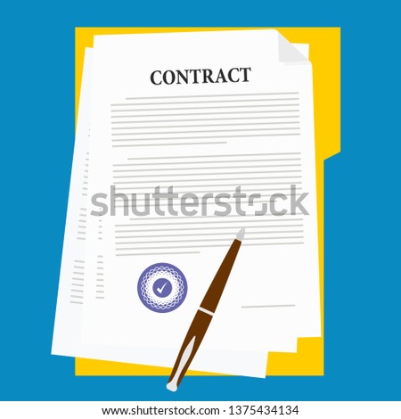 Contract in flat style, business concept, vector illustration - Vector illustration