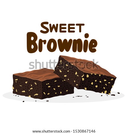 vector chocolate brownies isolated on white background. two brownie cake pieces as homemade dessert food