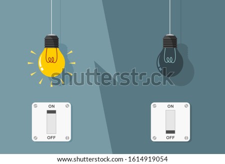Flat Light Bulbs Turned on and Turned Off with Light Switches on