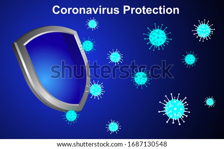 Virus protection vector web banner, website page template. China Wuhan coronavirus epidemic. Polygonal style medical shield with protecting from bacteria, virus, microbes. Microbiology and medicine. Imagine de stoc © 
