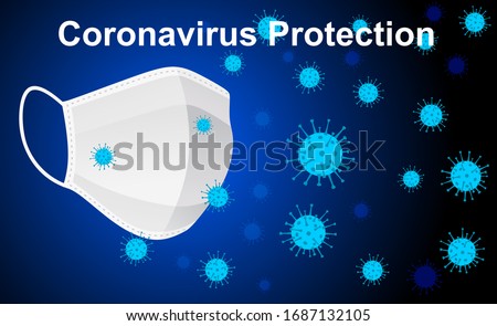 Virus protection vector web banner, website page template. China Wuhan coronavirus epidemic. Polygonal style medical mask with protecting from bacteria, virus, microbes. Microbiology and medicine. Imagine de stoc © 
