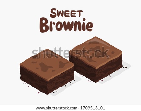 vector chocolate brownies isolated on white background. two brownie cake pieces as homemade dessert food