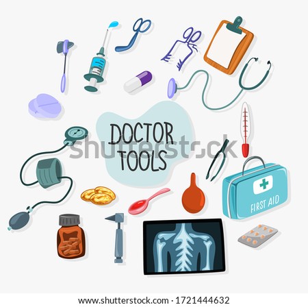 medical devices, doctors instruments. vector illustration