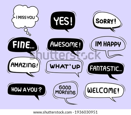 Cute speech bubble doodle set