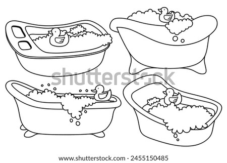 Inspired cute Baby bathtub Doodle set.