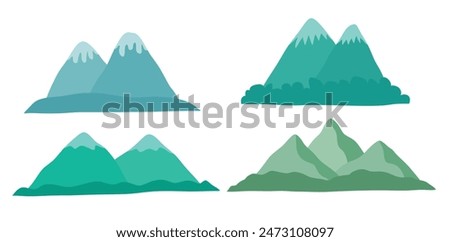 Cute mountain vector set cute cartoon style.