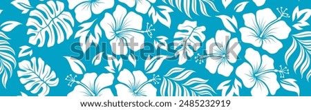 Aloha hibiscus flower Hawaiian tropical seamless pattern. nature floral abstract back ground.