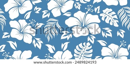 Hibiscus flower Hawaiian tropical seamless pattern. nature floral abstract back ground.