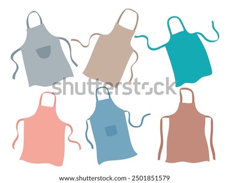 Kitchen apron element vector set cute cartoon style.