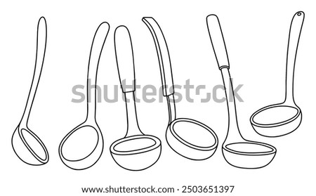 ladle drawing doodle. vector illustration. ladle