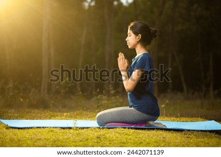 Similar – Foto Bild Flexible Frau macht Yoga auf Paddleboard