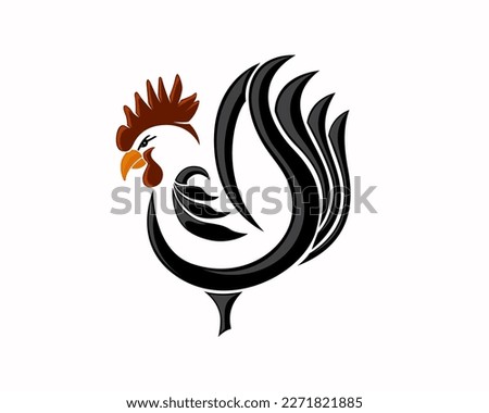 Abstract rooster elegant logo design template illustration inspiration
