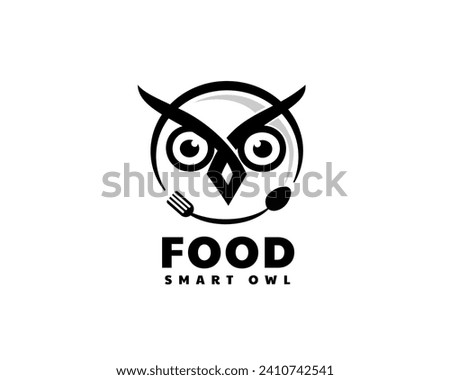 smart owl food logo icon symbol design template illustration inspiration