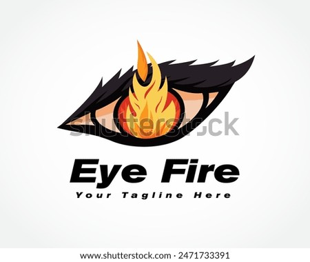 eye with fire inside pupil for spirit power logo design template illustration