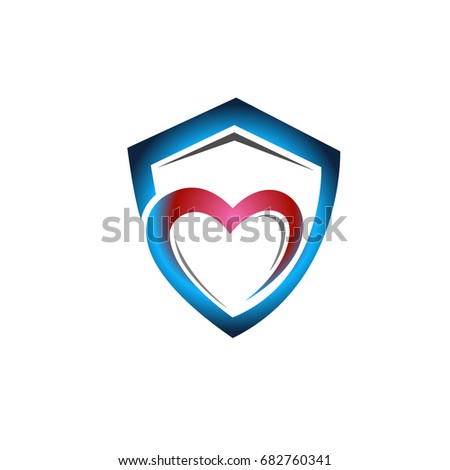 love heart shield protection logo design inspiration
