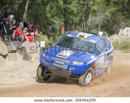 TERUEL, ARAGON/SPAIN - JULY 19: Spanish Driver, Joan Roca, tries to get a good result in SS1 in Baja Aragon Rally on July 19, 2014 in Teruel