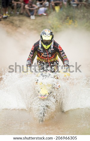TERUEL, ARAGON/SPAIN - JULY 19: Spanish rider, Jose Manuel Pellicer, tries to get a good result on SS1 in Baja Aragon Rally on July 19, 2014 in Teruel