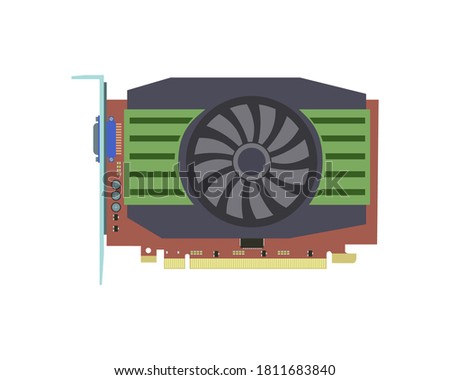 Standard video card on a white background. Vector drawing.