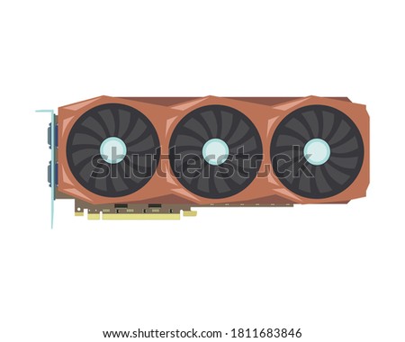 Modern video card on a white background. Vector drawing.