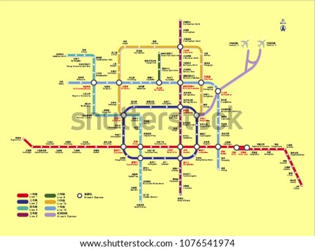 Vector illustration of the Beijing Subway Map